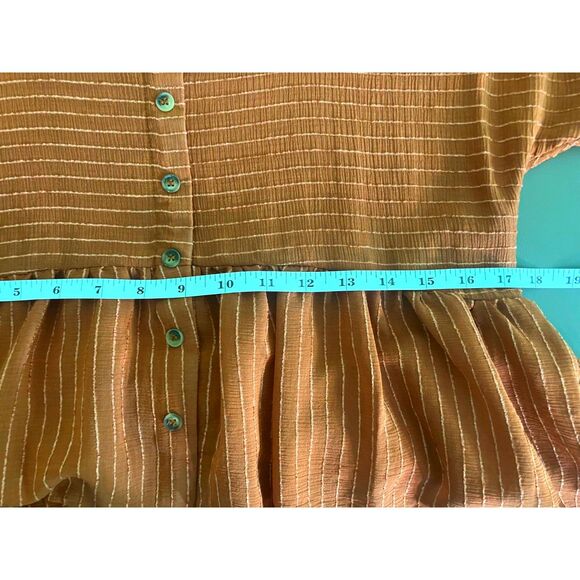 NWT Blu Pepper short sleeve textured stripe peplum blouse - Picture 7 of 8